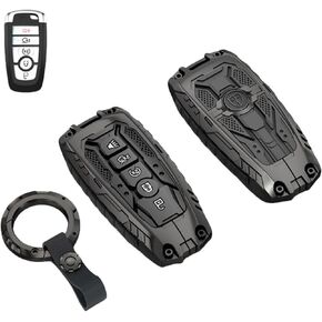 Heavy Key Fob Cover Case Protector for Ford, Keychain, Accessories for Ford Explorer Fusion Escape Edge Expedition F150 F250 F350 F450 F550 Maverick Mustang 3/4/5 Buttons (Model-A Black)
