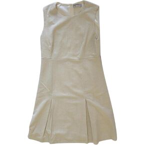 فستان نسائي من التويد بطول الركبة بدون أكمام 2024 فستان على شكل حرف A للعمل in Kuwait