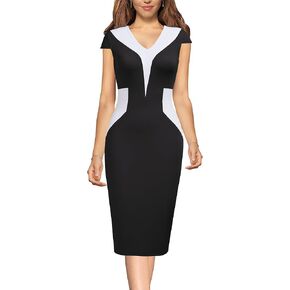 Women's Cap Sleeve Church Business Bodycon Work Midi Pencil Dress