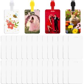64 Pcs Sublimation Luggage Tags Blank with Color Straps, Double Sided Aluminum Suitcase Label Tag for DIY Business ID Card Holder Travel Sports Pet Tags, White Yellow Black Red Straps