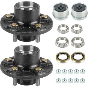 Youxmoto Trailer Idler Hub kit, 5 on 4.5 for 3500 lbs Trailer Axle, 5x4.5 Trailer Hub Assembly, Set of 2, with Bearing, Grease Seal
