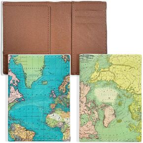 2 Pack Passport Holder Women, Passport Cover Case with Boarding Pass Slot and 3 Card Slots, World Map Travel Wallet Passport Book Holder,Style A in Kuwait