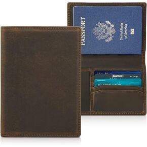 Passport Holder Passport Wallet, Rfid Blocking Leather Travel Wallet Passport Cover Passport Case (Brown)