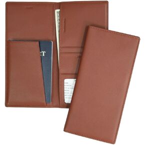 Royce Leather RFID Blocking Passport Ticket Organizer in Leather, Tan, One Size