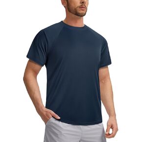 Mens Swimming Shirts Short Sleeve UPF 50 Quick Dry Sun Protection Rash Guard Shirts for Fishing Running