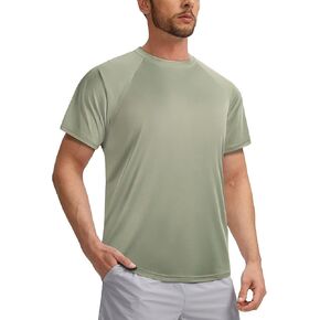 Mens Swimming Shirts Short Sleeve UPF 50 Quick Dry Sun Protection Rash Guard Shirts for Fishing Running