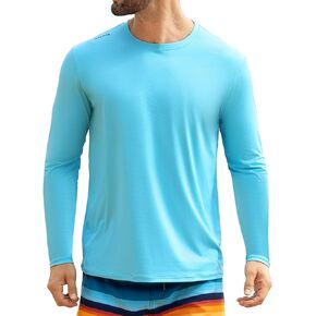 قمصان Angel Season الرجالية للحماية من الطفح الجلدي UPF 50+ قمصان سباحة طويلة الأكمام سريعة الجفاف للأشعة فوق البنفسجية للحماية من الشمس قمصان خفيفة الوزن in Kuwait