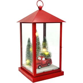 11’’ Lighted Christmas Lanterns with 10 Warm White Lights Built-in Timer, Christmas Decorations for Indoor