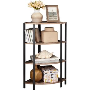 JOIN IRON 4-Tier Corner Bookshelf Stand, Modern Industrial Ladder Shelf, Storage Organizer Bookcase, Display Rack Shelves for Small Spaces, Living Room, Kitchen, Office.Corner Plant Stand.