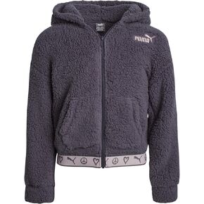 PUMA Girls' Sherpa Sweatshirt - Cozy Sherpa Full Zip-Up Ultra Soft Sherpa Fleece Hoodie Sweatshirt for Girls (4-16)