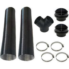 75mm/3inch Diesel Heater Exhaust Pipe Ducting Set,Car Parking Heater Air Vent Extender Accessories,Vent Outlet Y Branch Connector and Hose Clips for Webasto Eberspacher Propex 2KW 5KW 8KW Heaters