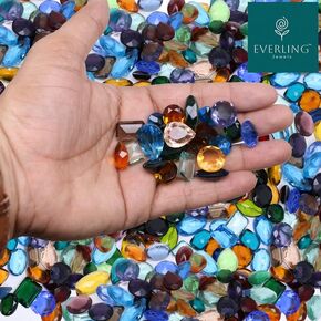 Mix lot of Glass Gemstone Topaz Faceted Cut Glass Gemstone, Loose DIY Jewelry Making Stone, Wholesale Loose lot in Carat Weight - 500 Carat