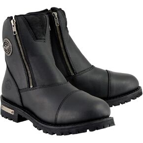 Milwaukee Leather Women's Black Premium Leather Double Sided Zipper Motorcycle Riding Boots MBL202