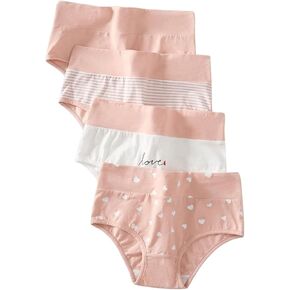 OYOANGLE Girl's 4 Packs Graphic Print Briefs Breathable Comfort Panties Underwear Kids Undies