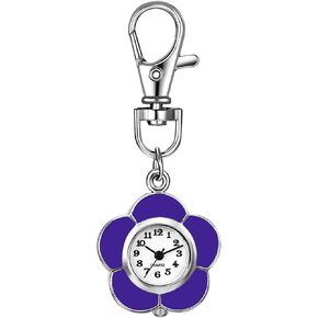 JewelryWe Backpack Key Chain Watch: Clip-on Quartz FOB Pocket Watch Novelty Cute Flower Carabiner Watches,for Christmas