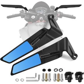 Upgraded Motorcycle Mirrors for handlebars, Adjustable ATV Mirror Wind Wing With 8/10MM and 7/8" Handlebar for ATV Dirt Bike and More,No Vibration & Wobble Compatible with KTM Honda Yamaha Kawasaki