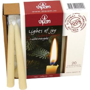 Beeswax Lights of Joy Christmas Tree Candles 4" (20 Pack) (White)