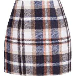 Womens Girl High Waisted Plaid Skirt Bodycon Pencil Skirts Fall Winter Wool Mini Skirt