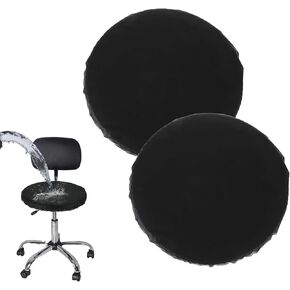 cobee Stool Covers Round,2pcs Bar Stool Cushions Stretch PU Waterproof Washable Slipcovers with Elastic Bands Black Barstool Covers for 12-17 Inch Chair