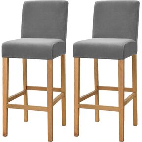 2 Pack Stretch High Barstool Slipcovers with Back Bar Stool Jacquard Square Dining Chair Counter Stool Pub Chair Slipcover