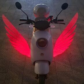 Set of 2 Motorcycle Underglow Projector Lights with Angel Wing Logo, Underbody Waterproof Ghost Shadow Lights (Red)