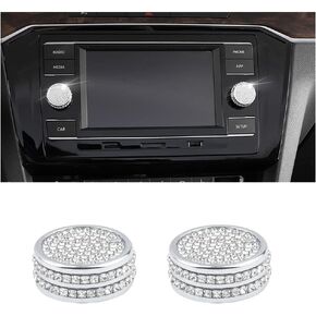 PIFOOG Car Accessories for VW Bling Volume Knob Covers Decals Audio Control Button Stickers Decoration Trims for Volkswagen Golf GTI Jetta Tiguan S Atlas Taos 2PCS