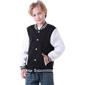 Kids Baseball Jacket Varsity Style Casual Fit Sport Boys Girls Team Uniforms Cardigan Sweatshirt
