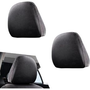 Pack-2 Car Seat Headrest Cover, Full Surround Soft Simple Seat Accessories, Car Thickened German Velvet Elastic Seat Protector, Universal for Most Cars (Beige)