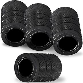 Tire Valve Stem Caps Cover – 4 Pack Tire Air Cap Metal with Plastic Liner Corrosion Resistant Leak Proof, Anodized Aluminum Tire Valve Cap Set for Car Truck Motorcycle SUV and Bike, Black