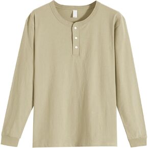 Mens Henley Shirt Long Sleeve Cotton T-Shirt Casual Shirts