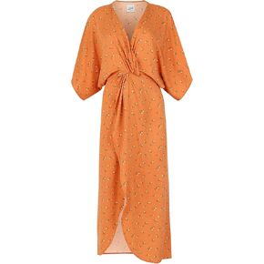 Lezat Joey Maxi Dress for Women - V Neck Flutter Short Sleeves Maxi Dress - Casual Dress for Women