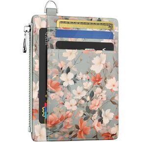 Slim Wallet Women Credit Card Holder Black Cat Starry Night RFID Small Mini Card Case Front Pocket PU Leather Thin Travel Zipper Coin Cash ID Window Girls Wallet Gifts