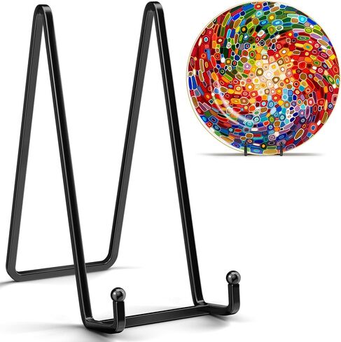 4 Pack 8 Inch Large Plate Stands for Display - Metal Square Wire Plate Holder Display Stand + Picture Stand for Book, Platter, Plaque, Photo Easel in Kuwait