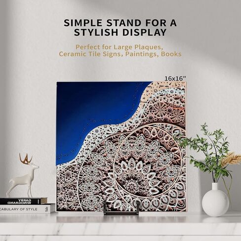 4 Pack 8 Inch Large Plate Stands for Display - Metal Square Wire Plate Holder Display Stand + Picture Stand for Book, Platter, Plaque, Photo Easel in Kuwait