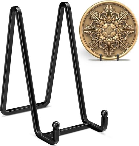 4 عبوات من حوامل الأطباق الكبيرة مقاس 8 بوصات للعرض - حامل لوحة سلكية معدنية مربعة + حامل صور للكتب والطبق واللوحة وحامل الصور in Kuwait