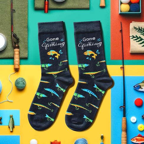 HAPPYPOP Funny Gifts For Men Women - Fishing Golf Lawyer Republican Optometry Gifts, Fishing Golfing Socks in Saudi Arabia