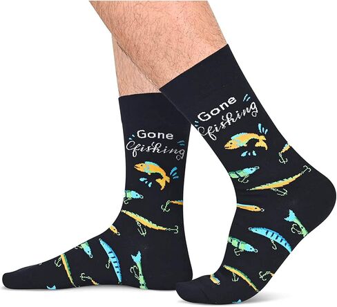 HAPPYPOP Funny Gifts For Men Women - Fishing Golf Lawyer Republican Optometry Gifts, Fishing Golfing Socks in Saudi Arabia