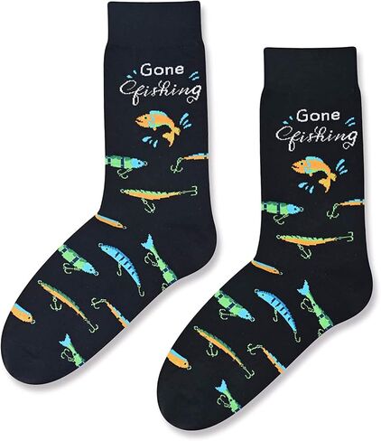 HAPPYPOP Funny Gifts For Men Women - Fishing Golf Lawyer Republican Optometry Gifts, Fishing Golfing Socks in Saudi Arabia