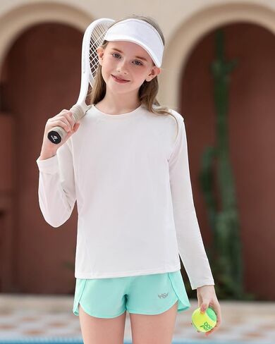 شورت رياضي للفتيات من Angel Season بعامل حماية من الأشعة فوق البنفسجية 50+، سريع الجفاف للمراهقين، شورت كرة السلة للأطفال، مقاس 7-14 سنة in Kuwait