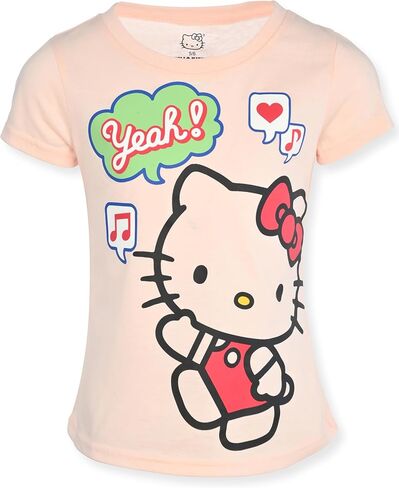 Hello Kitty Girls Tee Shirts - 2 Pack Short Sleeve T-Shirts for Girls with Adorable Artworks and Slogans for Girl's Style in Kuwait