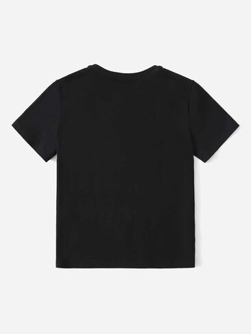 SHENHE Girl's Graphic Letter Print Roll Up Short Sleeve Crewneck T Shirt Tee Tops in Kuwait