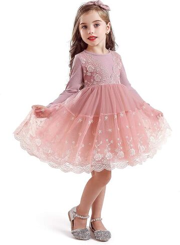 NNJXD Princess Girl Long Sleeve Autumn Winter Dress Tulle Party Dresses in Saudi Arabia