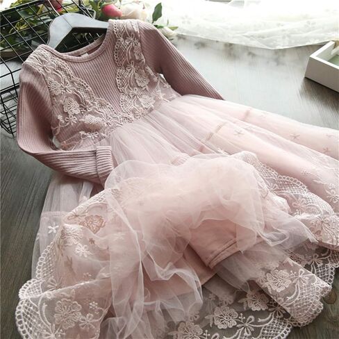 NNJXD Princess Girl Long Sleeve Autumn Winter Dress Tulle Party Dresses in Saudi Arabia