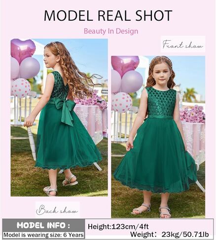 GRACE KARIN Girls V-Back Sequin Party Dress Sleeveless Tulle Dresses Kids Birthday Formal Wedding Pageant Princess Dress 5-12 in Saudi Arabia