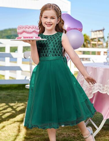 GRACE KARIN Girls V-Back Sequin Party Dress Sleeveless Tulle Dresses Kids Birthday Formal Wedding Pageant Princess Dress 5-12 in Saudi Arabia