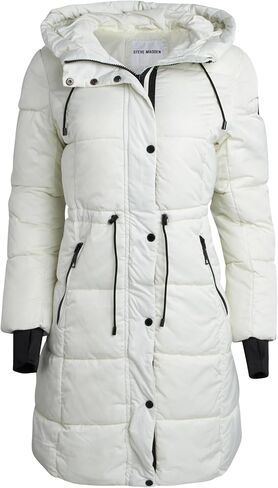 Steve Maden Women's Jacket - Cozy Hooded Long Puffer Jacket for Women with Waist Drawstrings - Warm Women's Down Jacket S-XL in Saudi Arabia