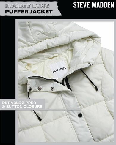 Steve Maden Women's Jacket - Cozy Hooded Long Puffer Jacket for Women with Waist Drawstrings - Warm Women's Down Jacket S-XL in Saudi Arabia