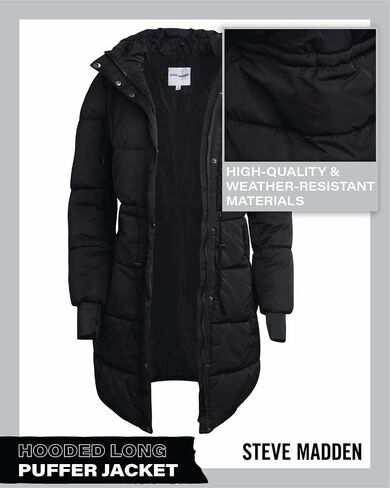 Steve Maden Women's Jacket - Cozy Hooded Long Puffer Jacket for Women with Waist Drawstrings - Warm Women's Down Jacket S-XL in Saudi Arabia