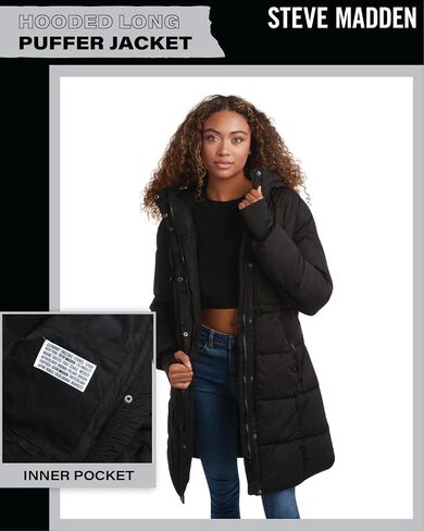 Steve Maden Women's Jacket - Cozy Hooded Long Puffer Jacket for Women with Waist Drawstrings - Warm Women's Down Jacket S-XL in Saudi Arabia
