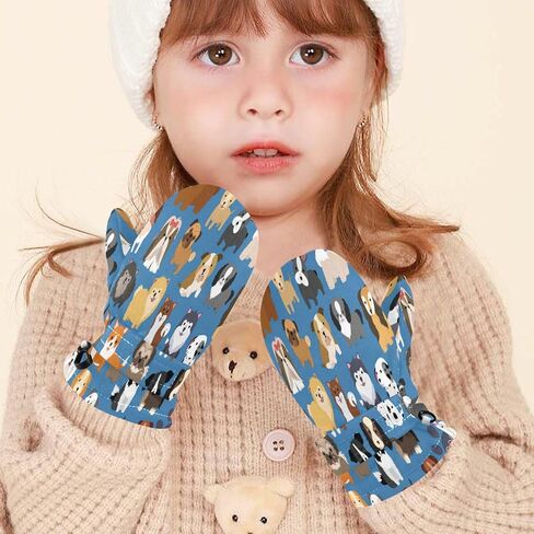 Plaaee Kids Winter Gloves Retro 80s Or 90s Fashion Abstract Warm Ski Gloves Toddler Thermal Knitted Mittens for Boys Girls in Kuwait